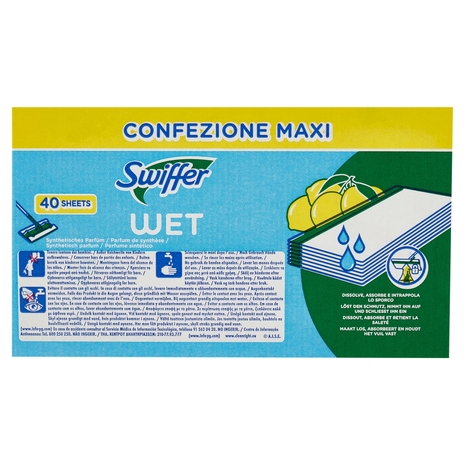 Swiffer Wet Panni Umidi Lavapavimenti Limone - Ricarica 40 Salviette